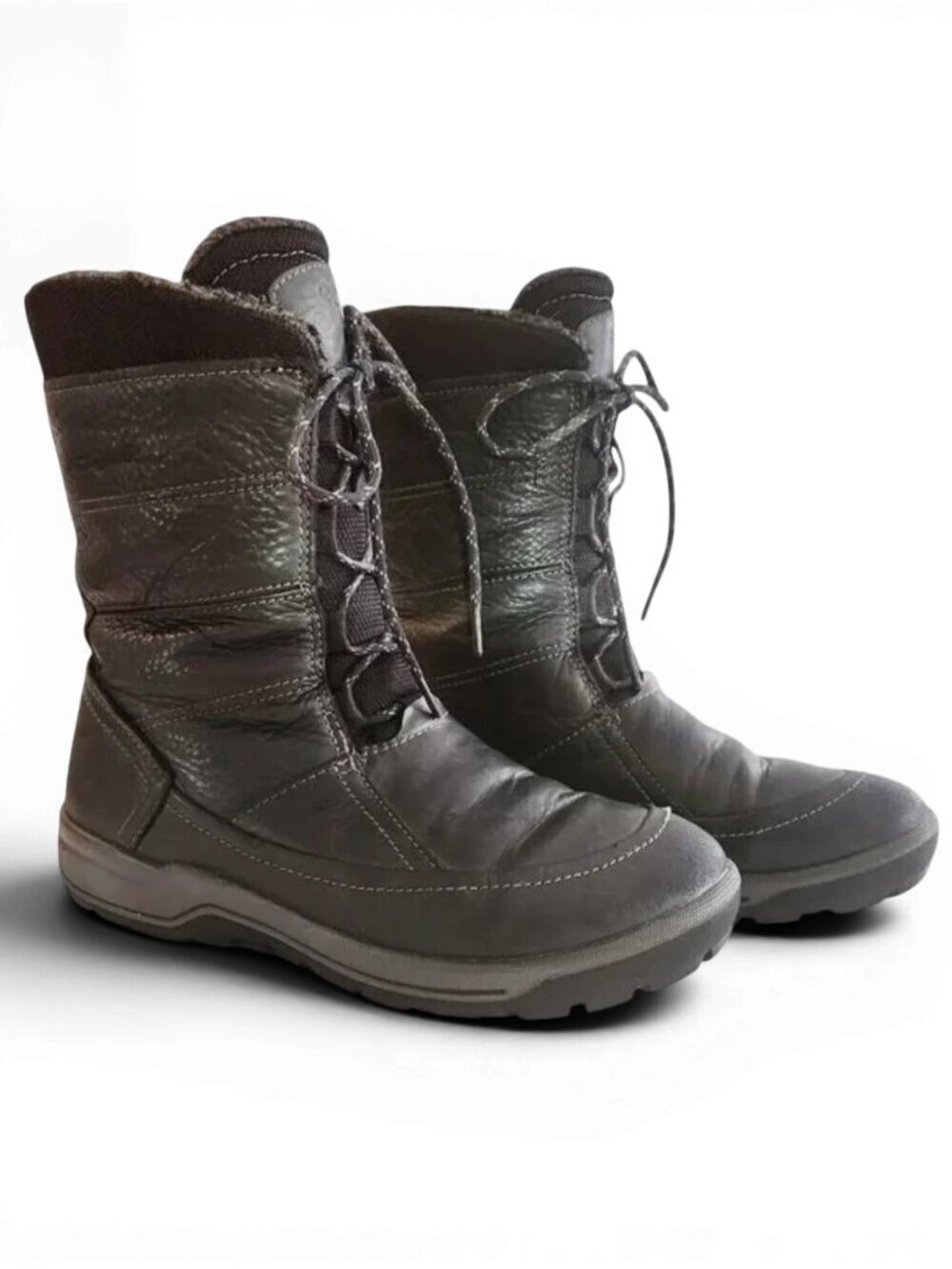 Ecco Winter Snow Boots | Women’s 7 | Black Leather, Lace Up, Rugged Sole